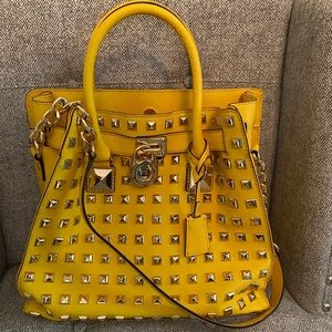 Michael Kors Yellow Studded Hamilton Tote